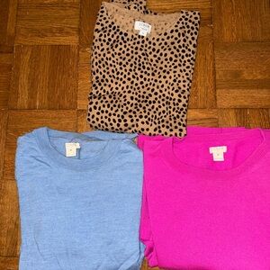 J.Crew Leopard, Blue, and Pink Sweater Bundle
